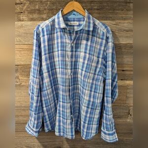 Tommy Bahama Blue and White Checkered Shirt